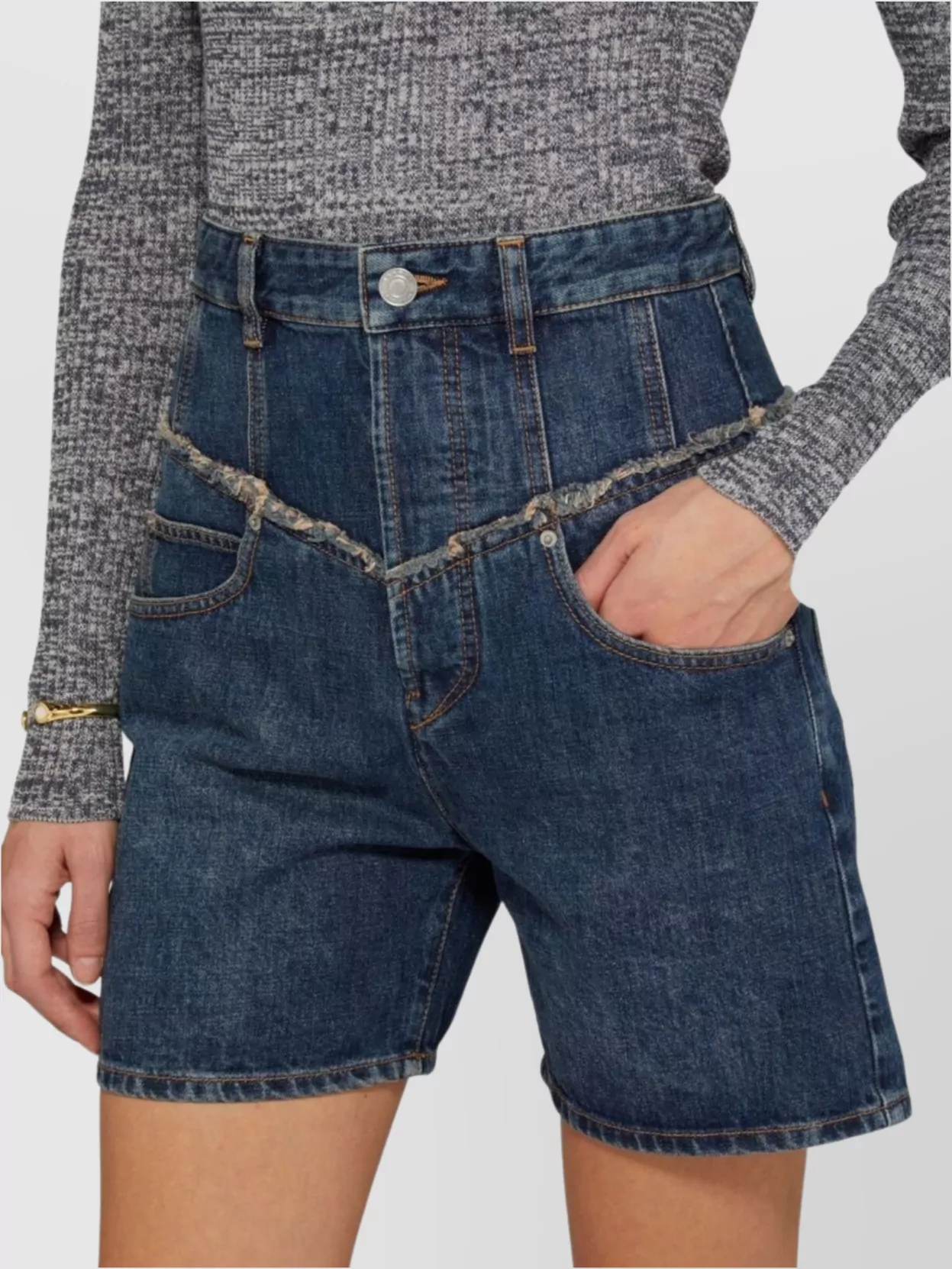 Isabel Marant Denim Shorts Contrast Stitching