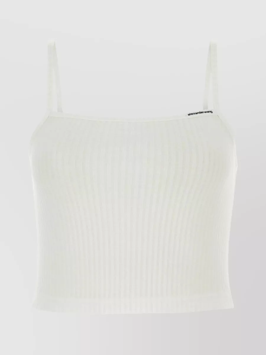Shop Alexander Wang Adjustable Ribbed Cotton Camisole In Black