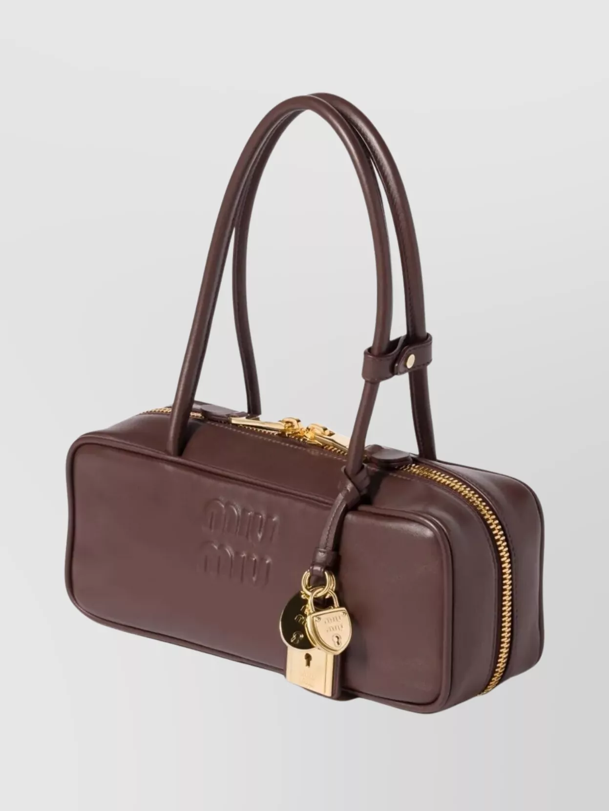 Miu Miu Beau Small Leather Shoulder Bag With Gold-Tone Padlock Detailing