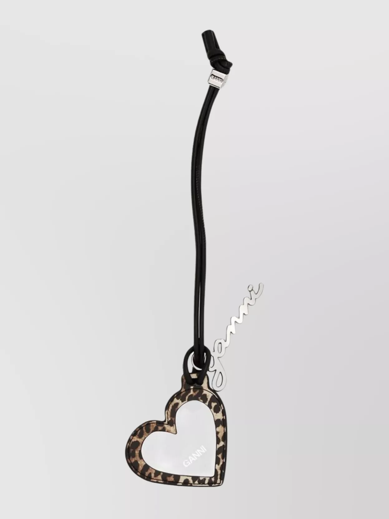 Ganni - animal print heart shape metal charm keychain