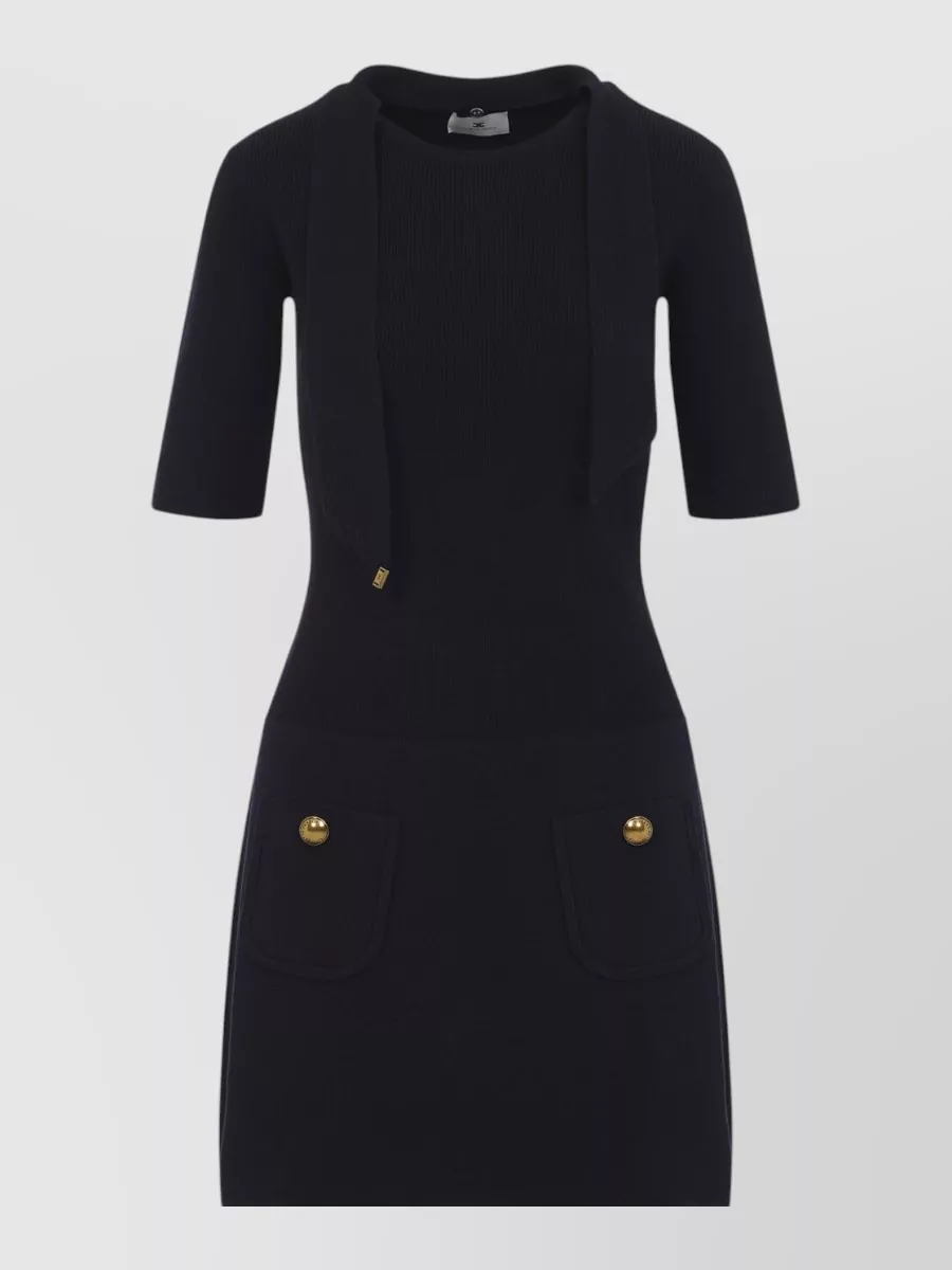Elisabetta Franchi Ribbed knit short-sleeve dress