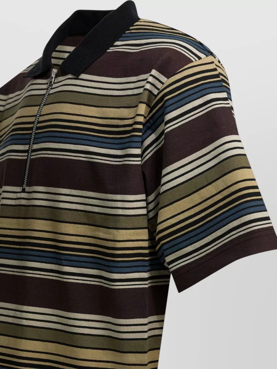 Sacai Polo Shirts Ribbed Collar Short Sleeves Stripes