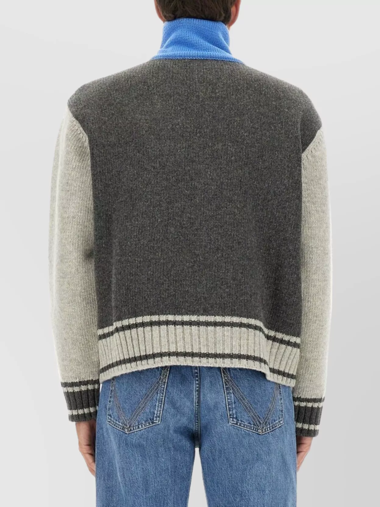 Bottega Veneta Color Block High Collar Zip Shirt