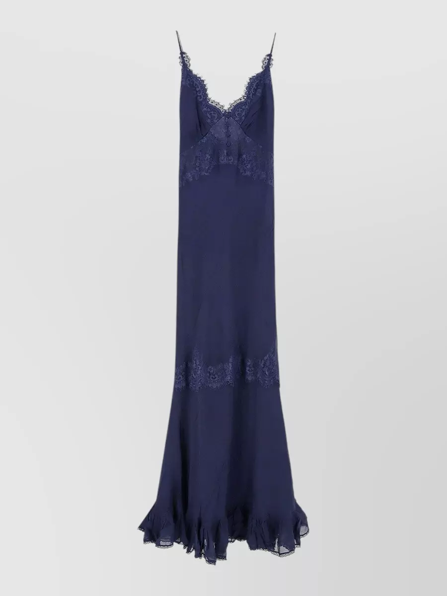 Self-Portrait Georgette Lace-Insert Maxi Dress
