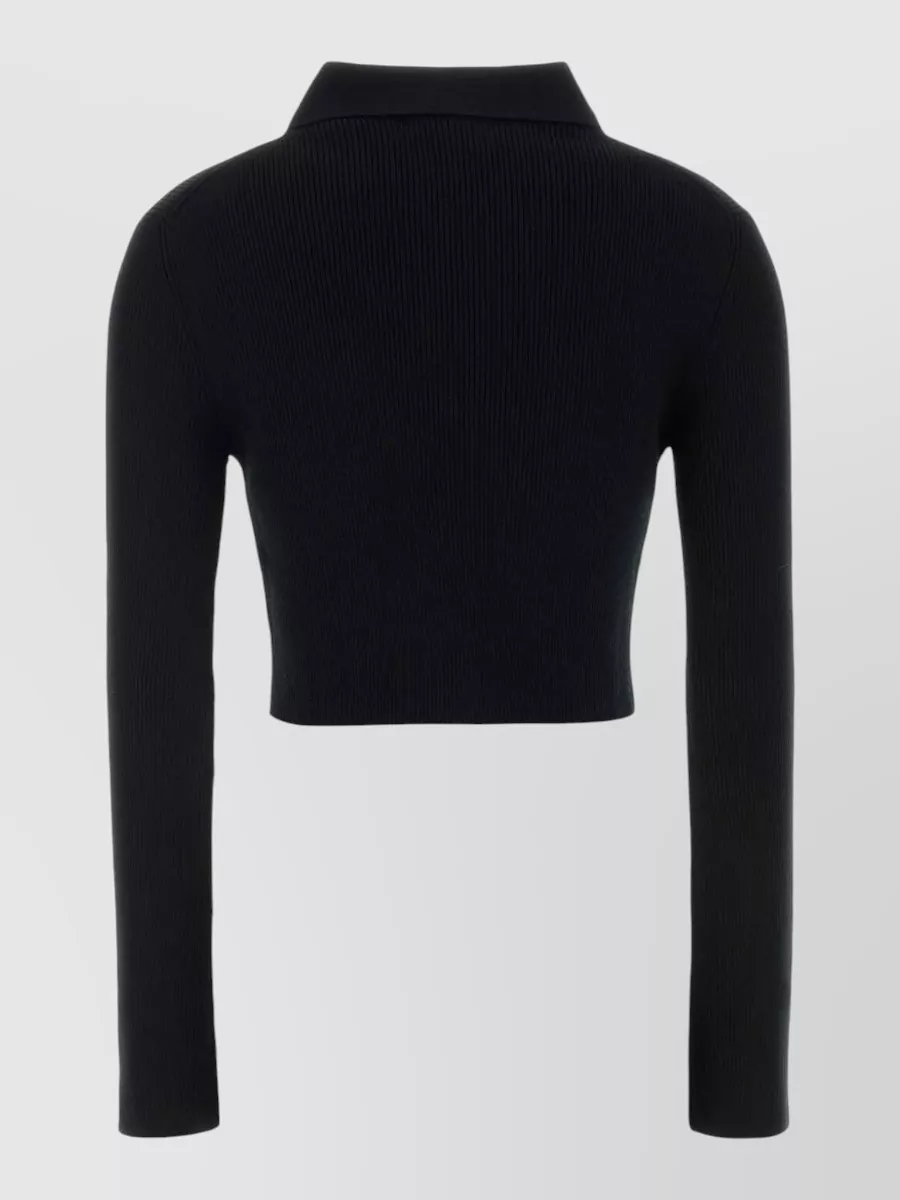Jil Sander Cropped Cardigan Featuring Buttons And Ribbed Design In Black