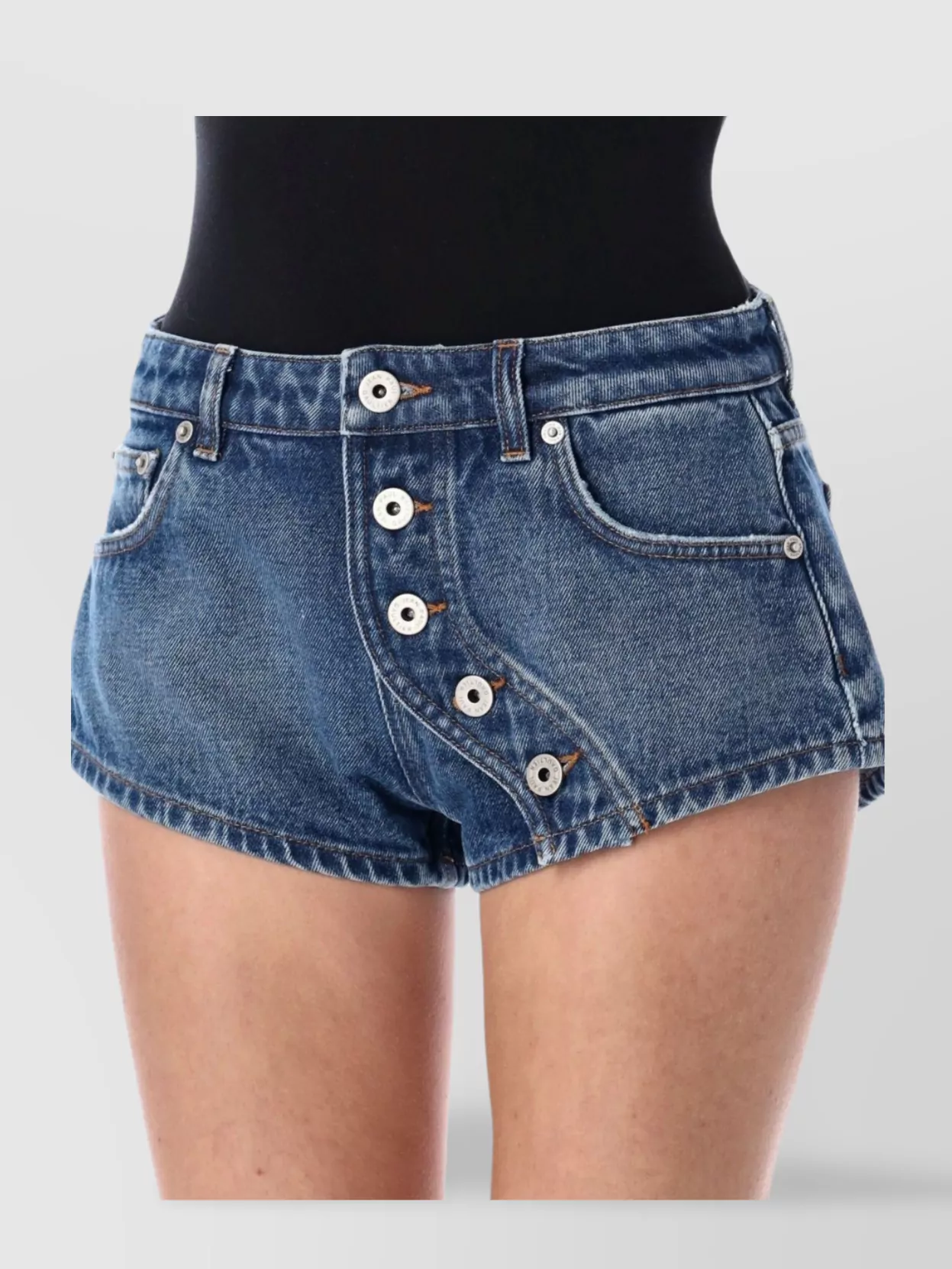 Jean Paul Gaultier Raw Hem Belted Back Pocket Shorts