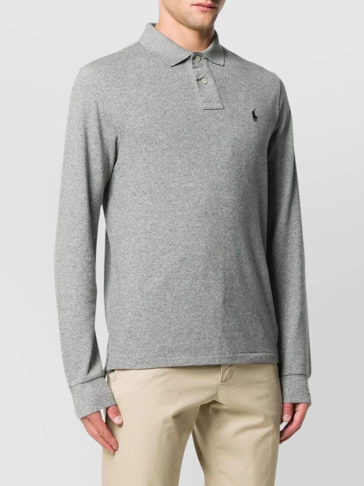 Ralph Lauren Ribbed Texture Long Sleeve Polo Shirt