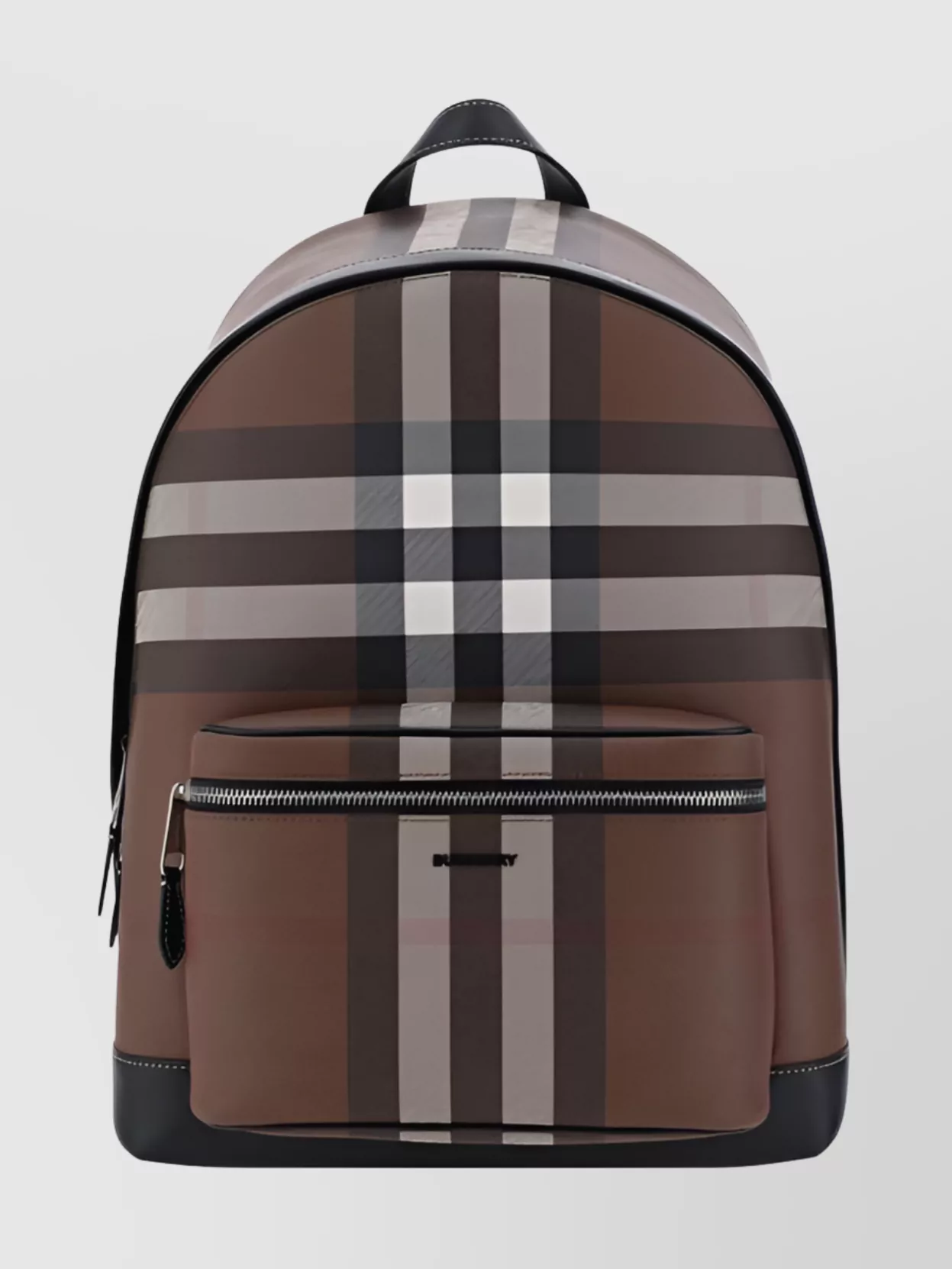 Shop Burberry Checkered Stitched Backpack Handle Zipper