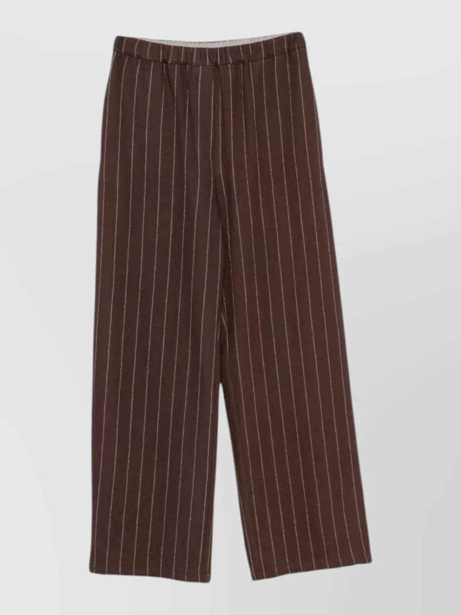 Alysi Virgin Wool Pinstripe Wide-Leg Trousers