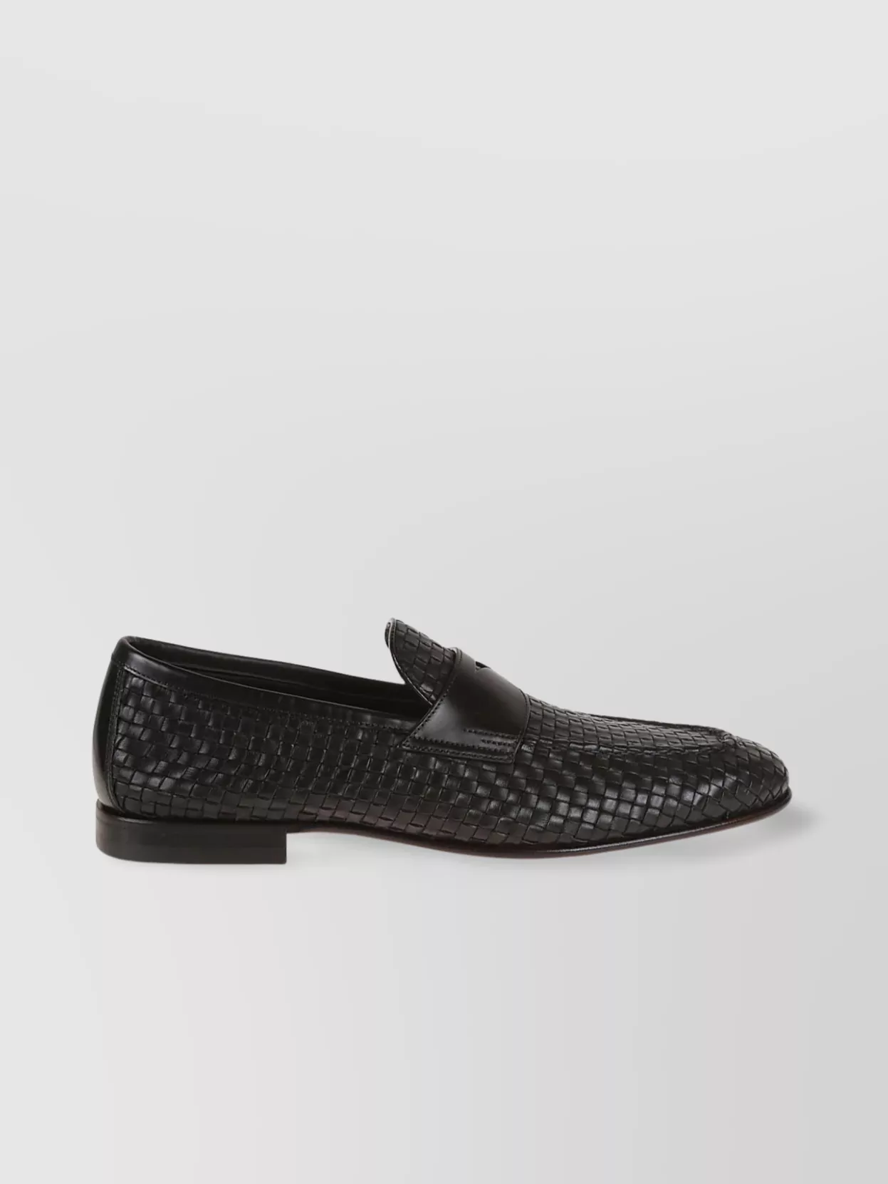 Santoni Handmade Leather Woven Loafers