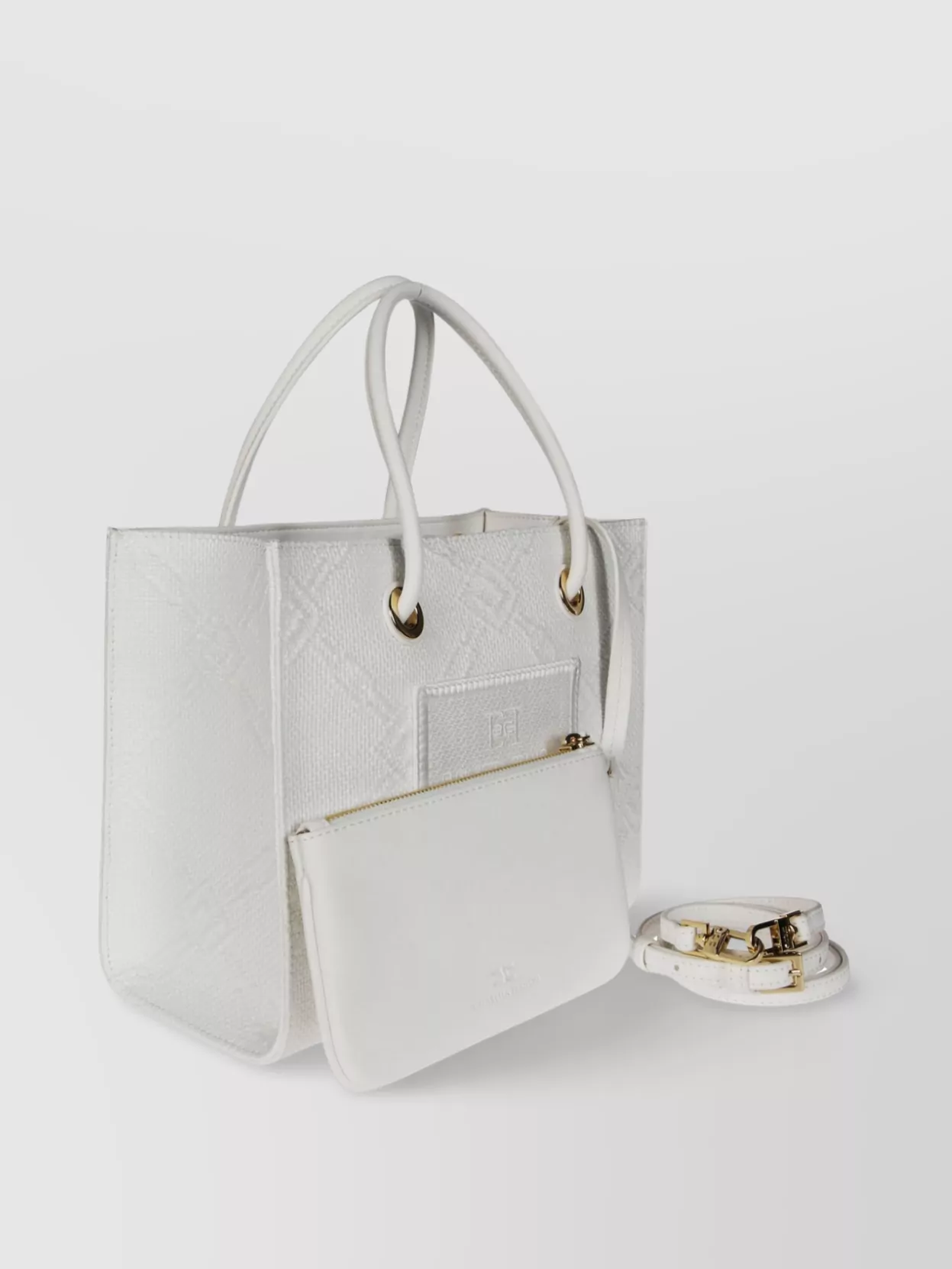 Elisabetta Franchi Woven tote bag metal eyelets | The