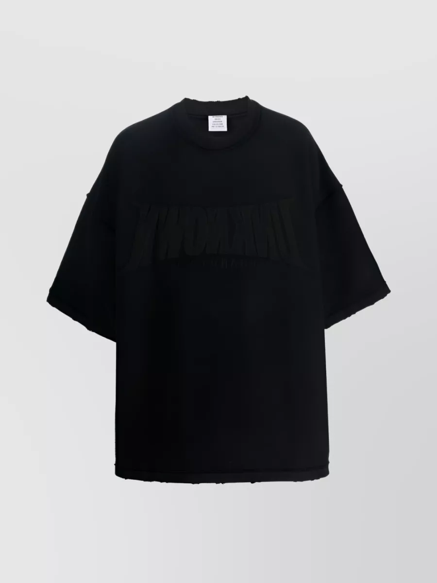 Shop Vetements Embroidered Logo Oversized T-shirt With Short Sleeves In Black