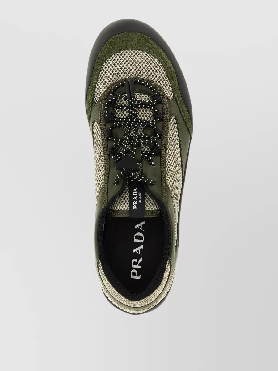 Prada Mesh And Leather Low-Top Sneakers