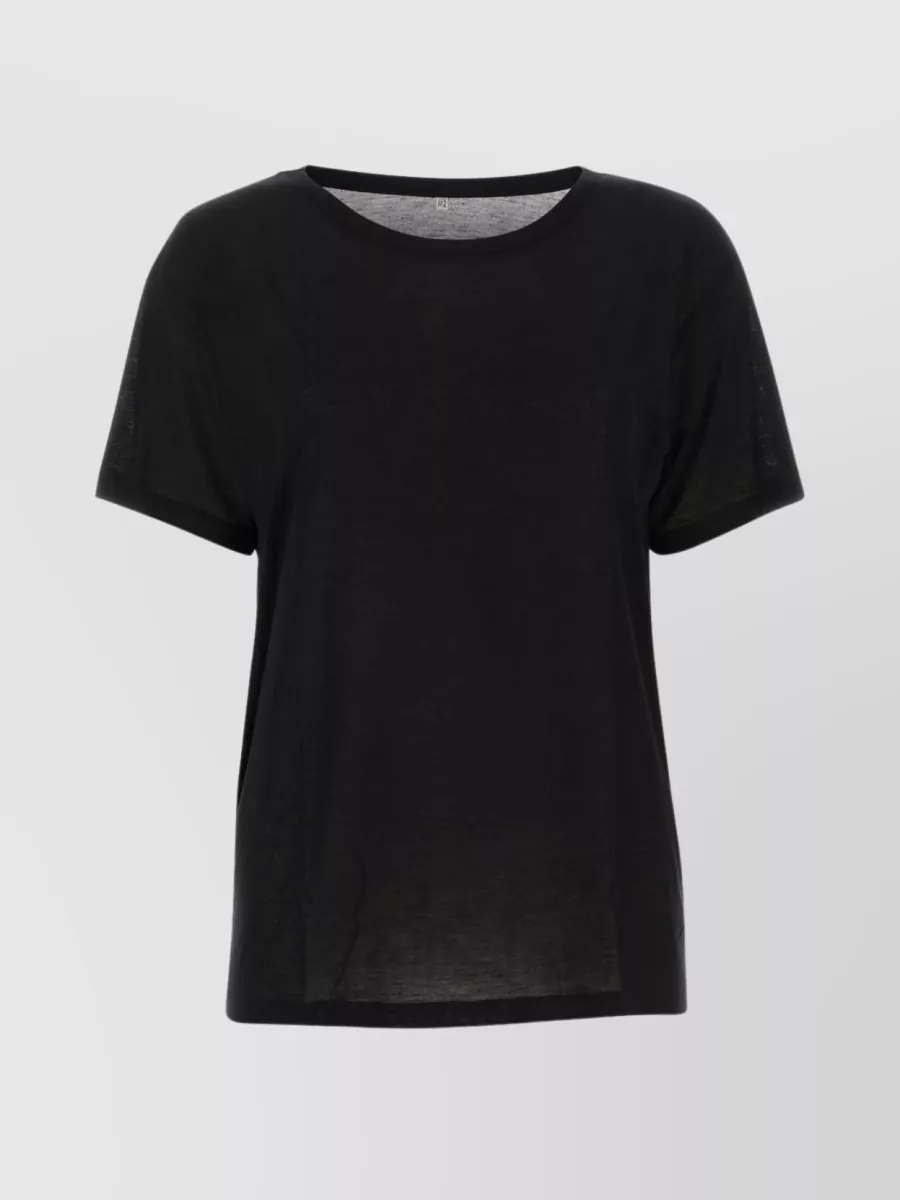 Shop Baserange Bamboo Ribbed Crew-neck T-shirt In Black