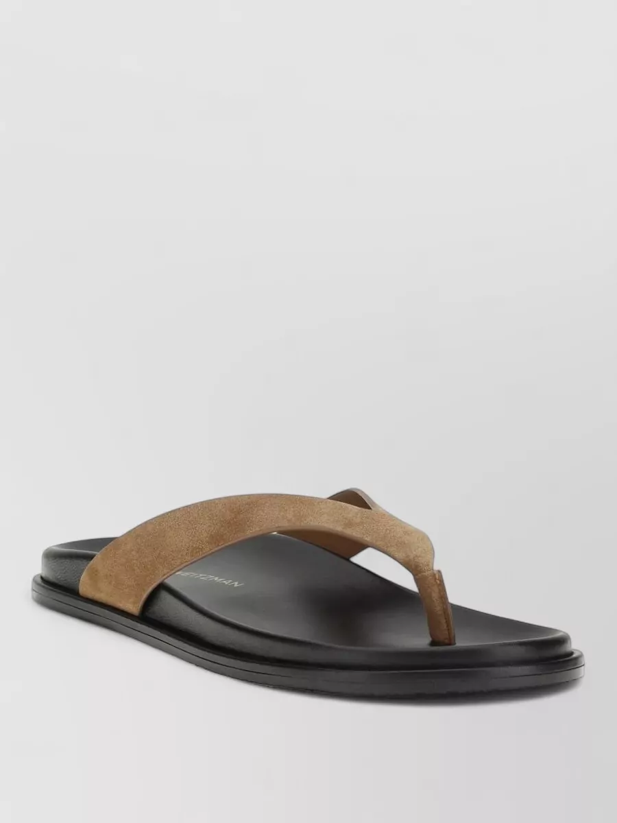 Stuart Weitzman Suede Strap Flat Sole Open Toe Slides In Yellow