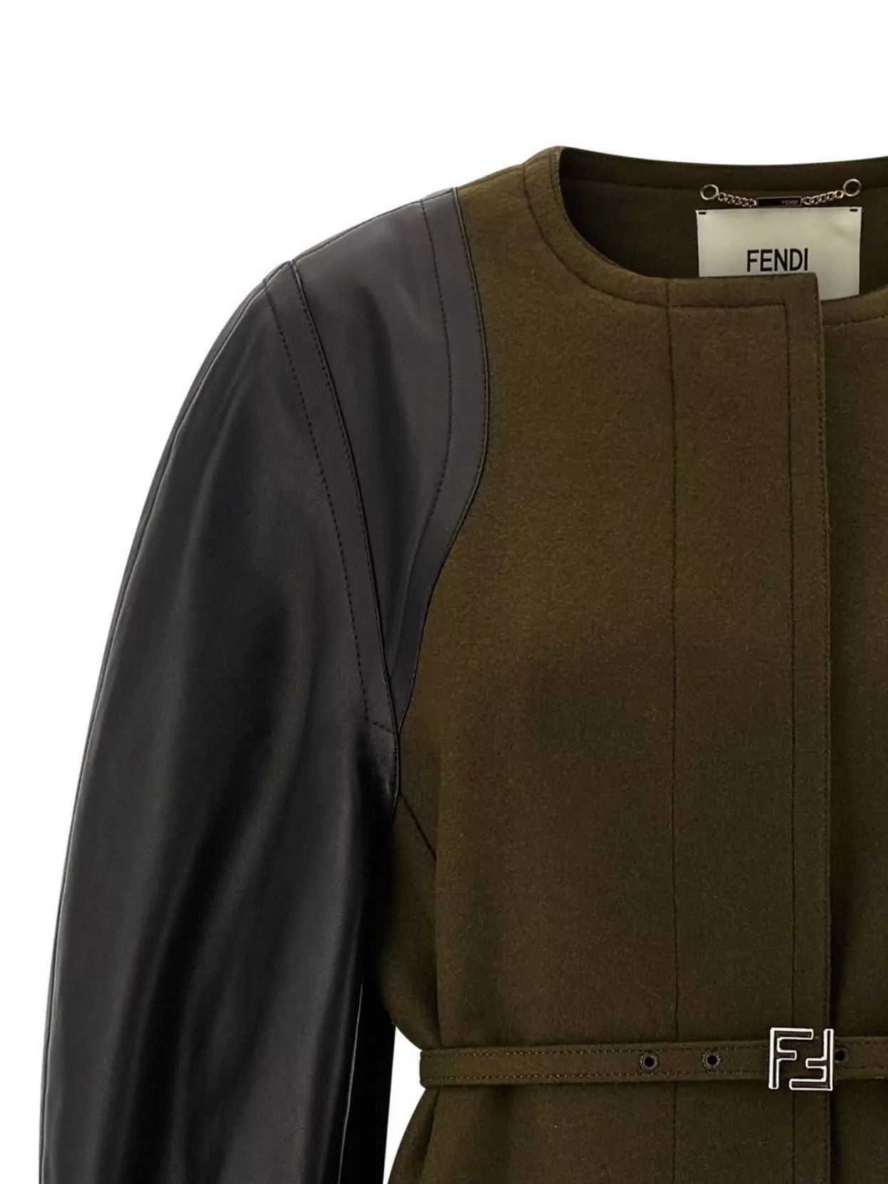 Fendi Long Coat With Belted Waist And Pockets