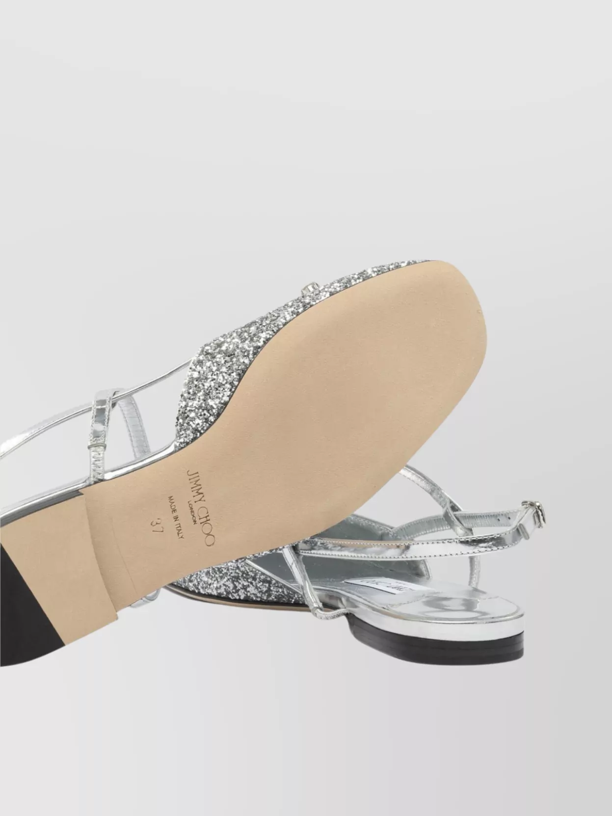 Jimmy Choo Glitter Pointed Toe Sandals With Embellished Detail