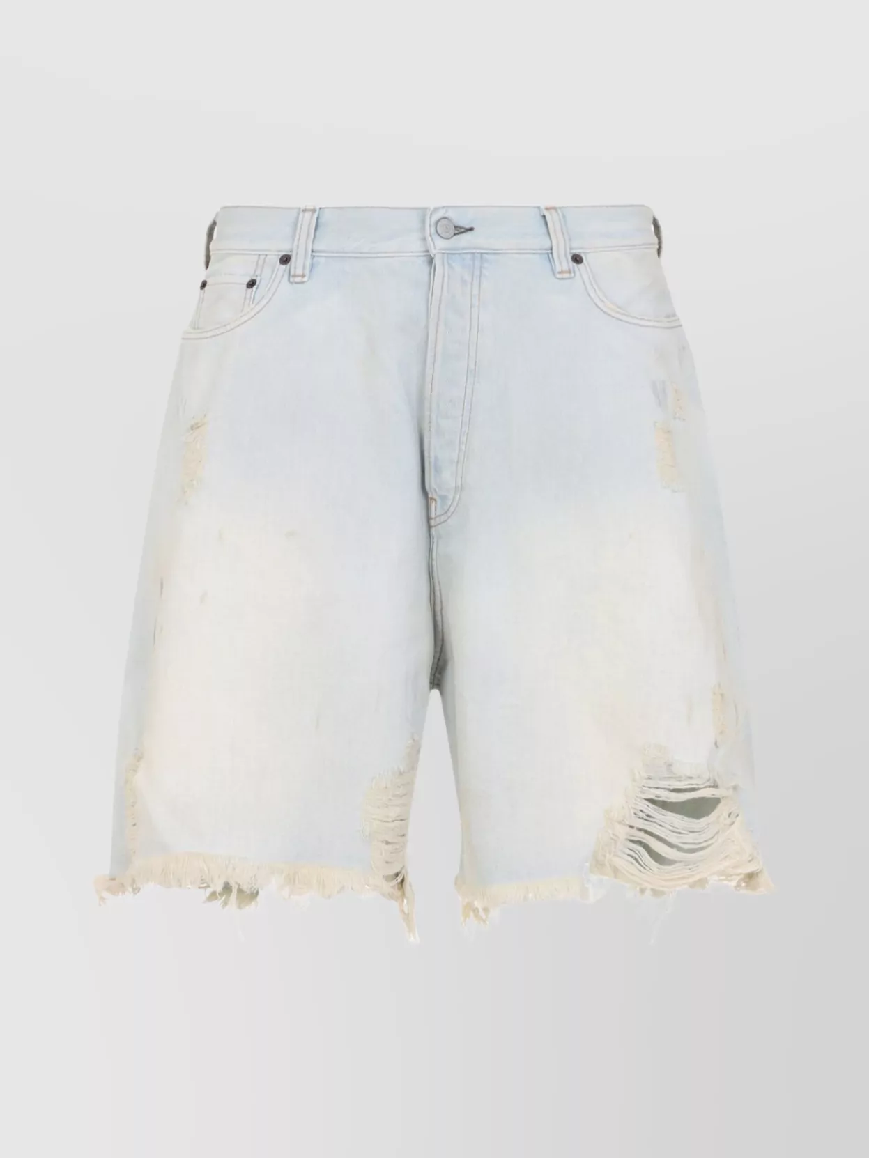 Acne Studios Distressed Cotton Denim Shorts