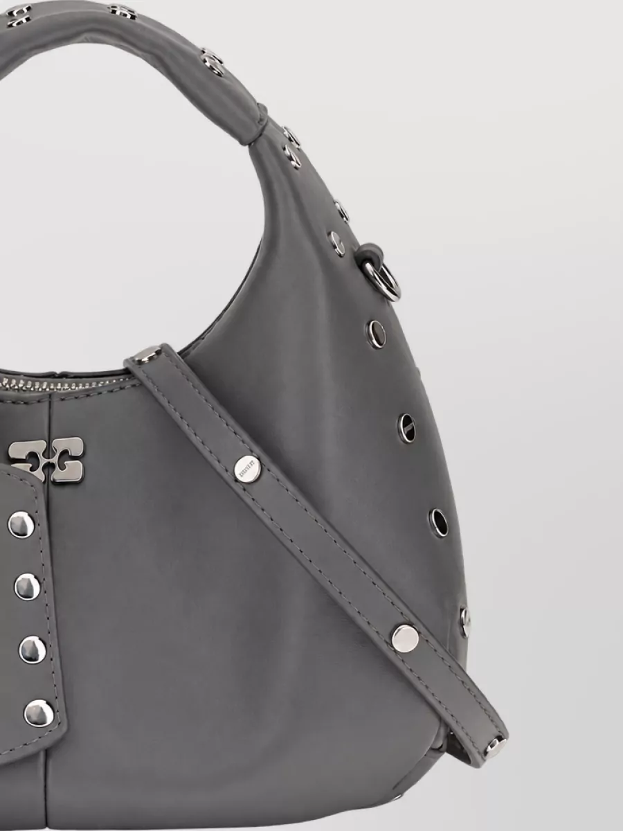 Ganni Mini Hobo Studded Leather Shoulder Bag