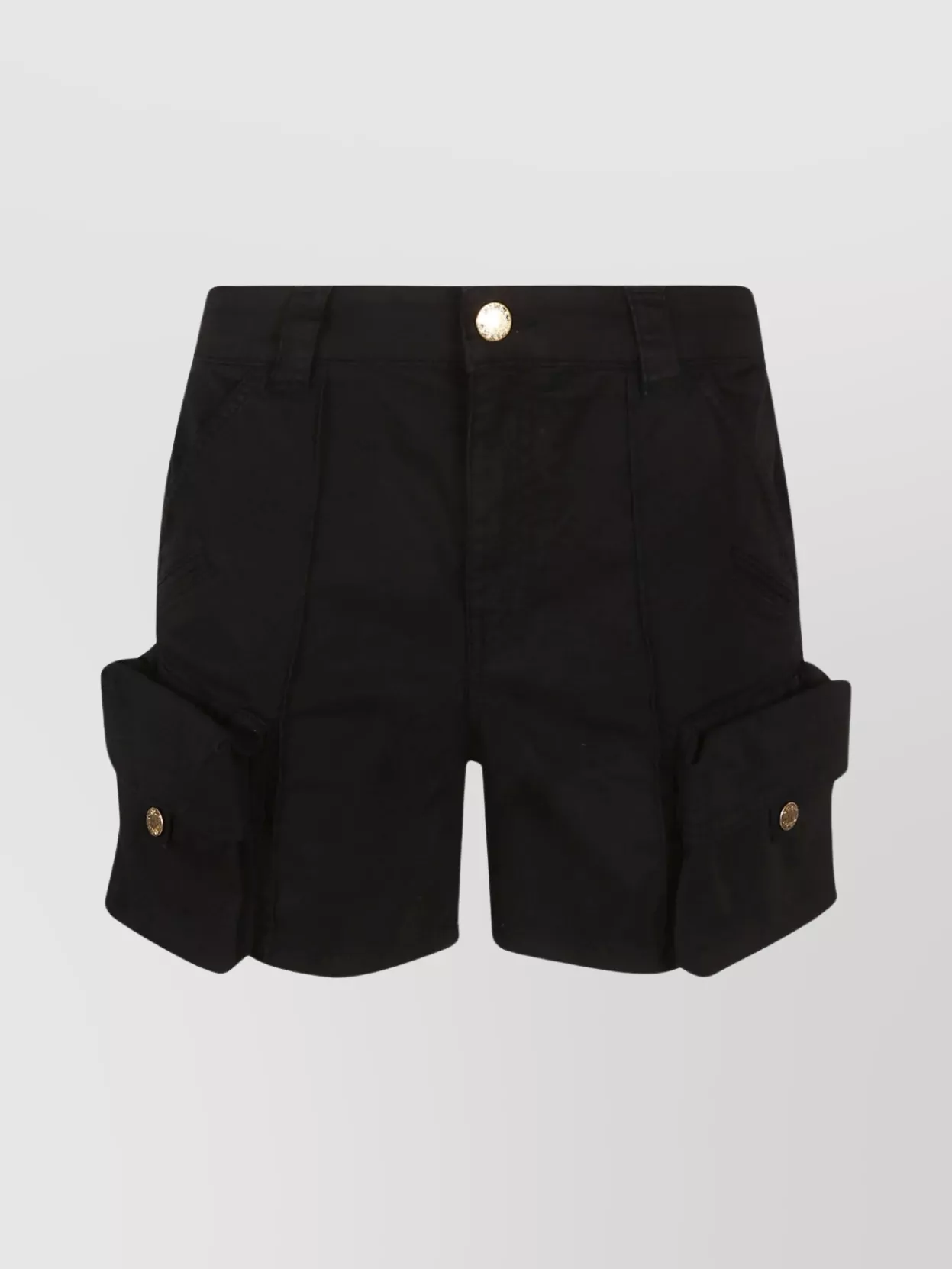 Shop Pinko Pleated High-waisted Shorts With Buttoned Pockets In Black