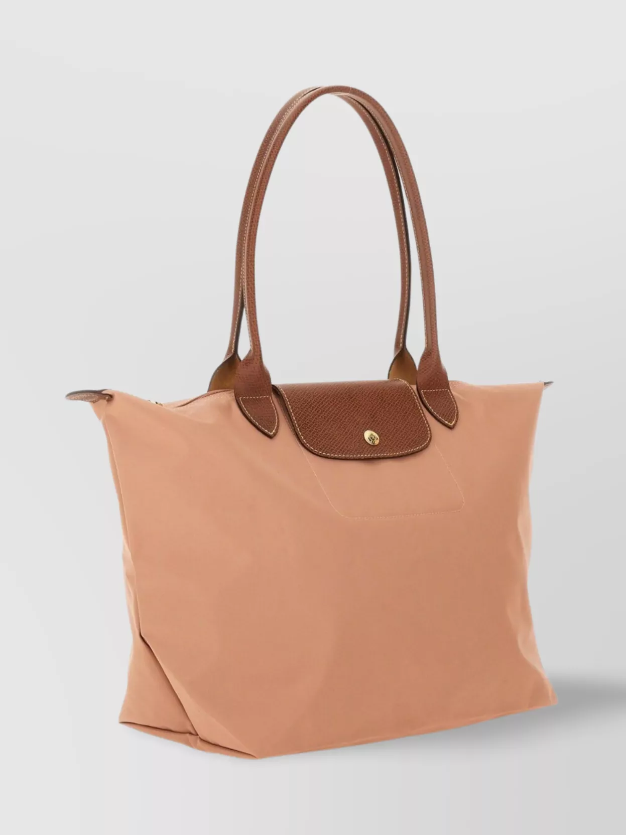 Longchamp Foldable Leather Trim Top Handles Tote Bag
