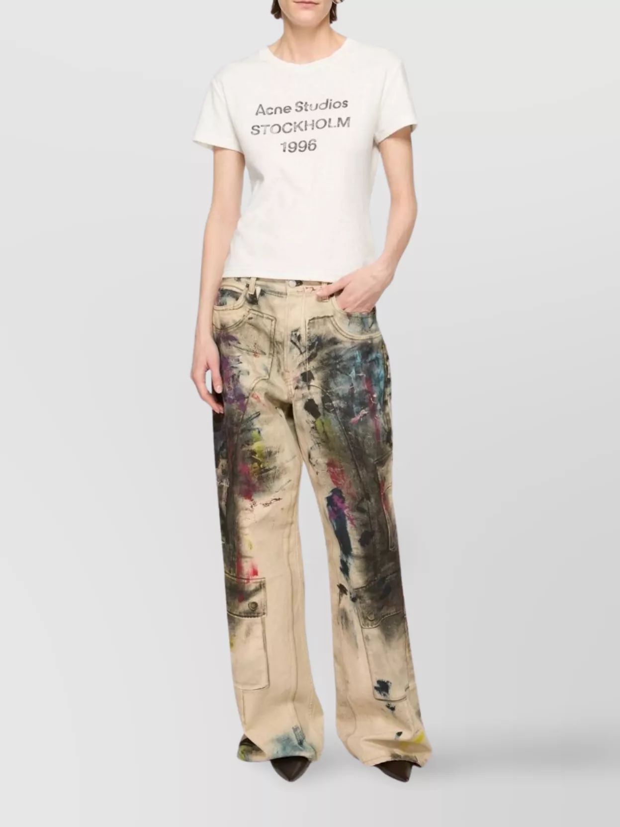 Acne Studios Women White Crewneck T-shirt And Logo Lettering Print On The Front In Cotton Woman