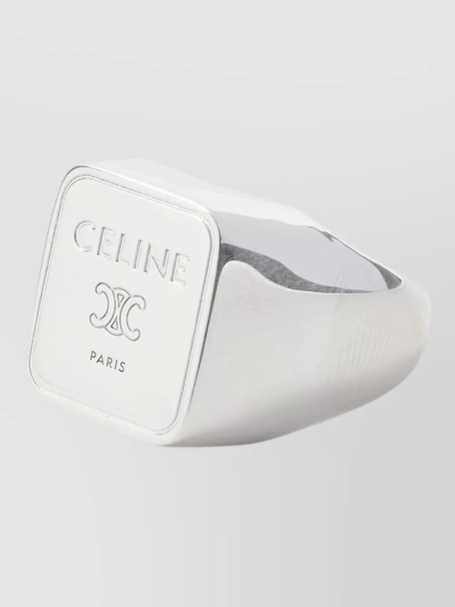 Celine Square Shaped Signet Ring With Polished Finish