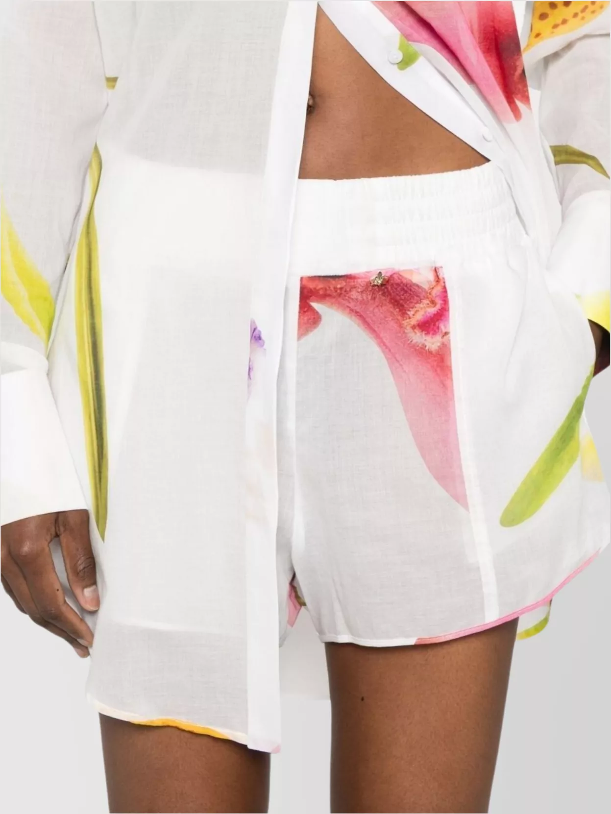 Genny Floral Print Cotton Shorts With Elasticated Waistband
