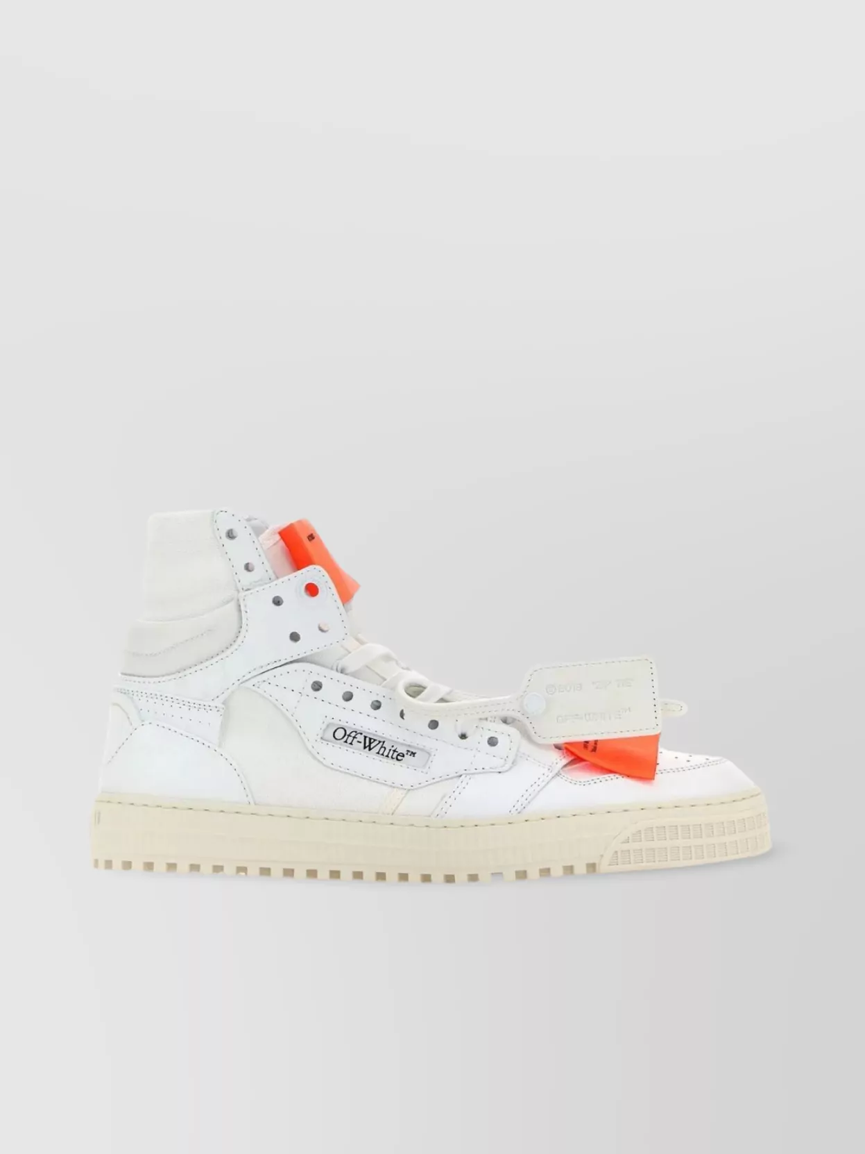Shop Off-white Leather And Canvas High-top Sneakers 3.0 In Beige
