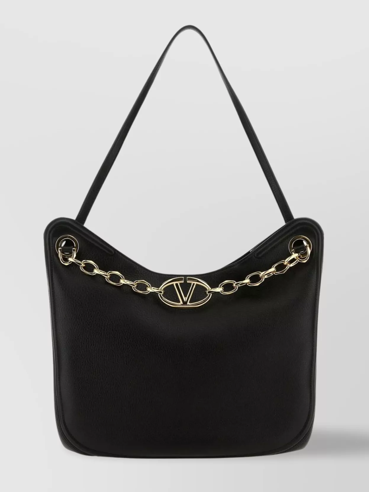 Shop Valentino Leather Moon Shopping Bag Featuring Vlogo In Black
