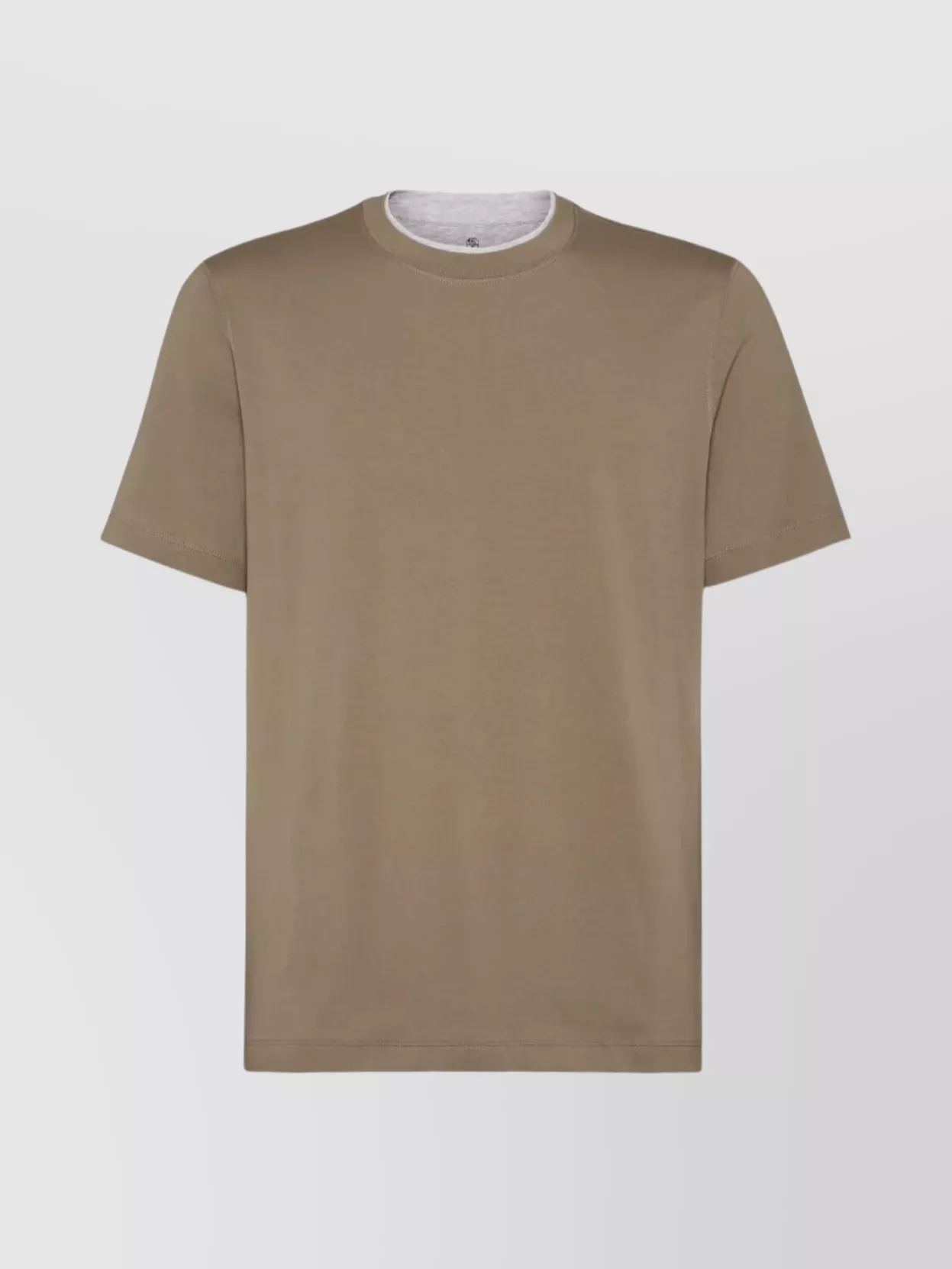 Brunello Cucinelli Cotton Jersey Crew Neck T-shirt With Faux-layering Clothing In Nude