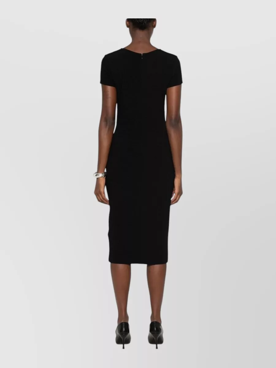 Emporio Armani Short-Sleeve Fitted Midi Dress