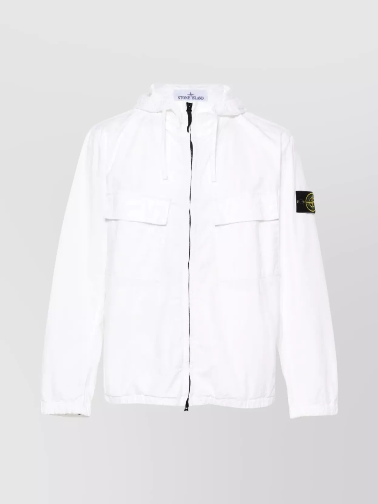 Shop Stone Island Supima Twill Stretch Hooded Jacket In White