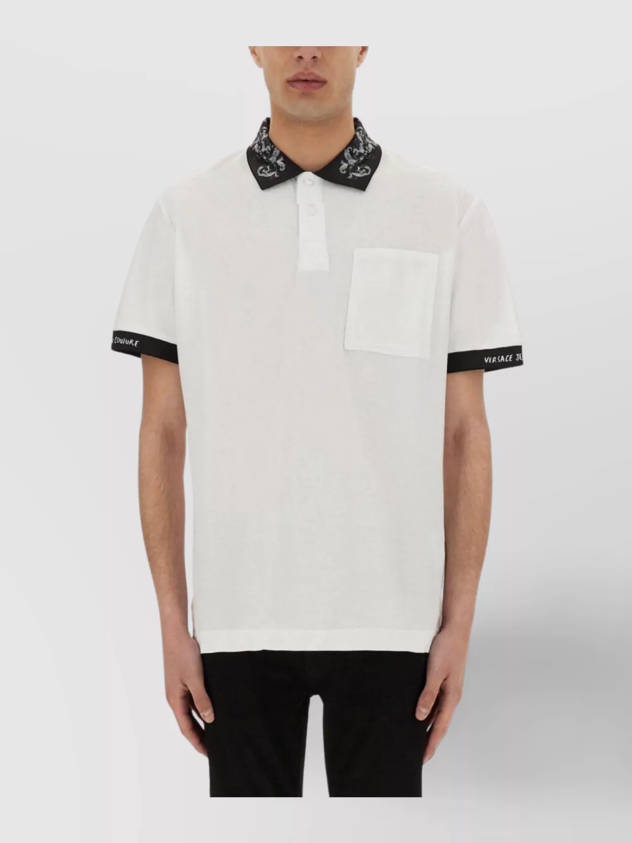 Versace Jeans Couture Polo Shirt With Baroque Outline Collar