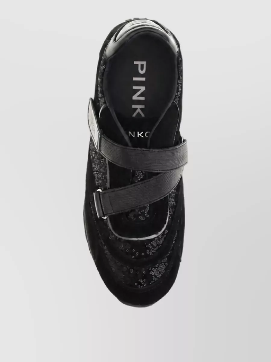 Pinko Suede Leather Embellished Sneakers