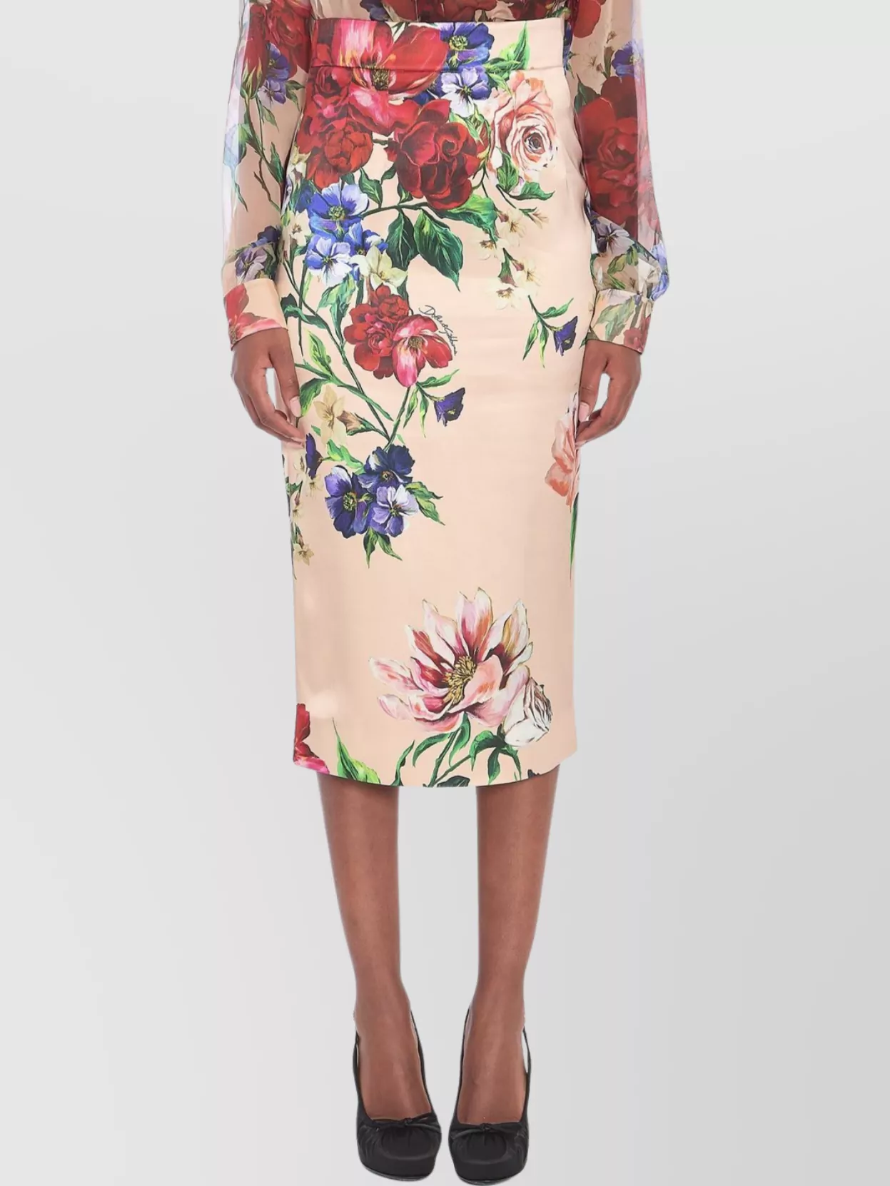 Dolce & Gabbana Printed Stretch Satin Skirt