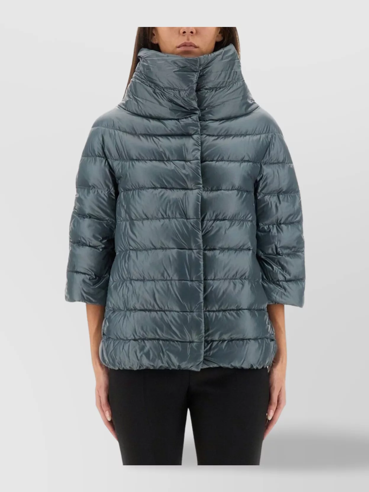 Herno Aminta Padded Quilted Jacket With High Collar In Gray
