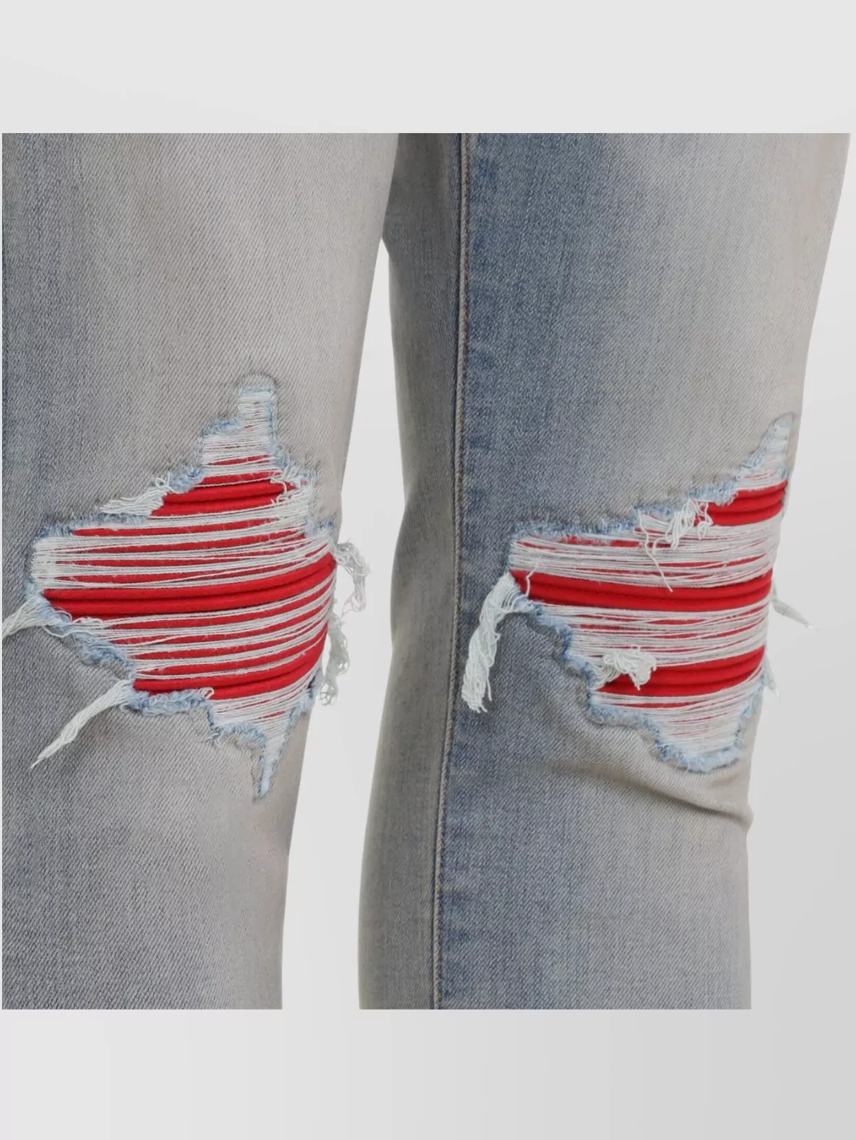 Amiri Mx1 Slim Fit Jeans With Distressed Red Accents