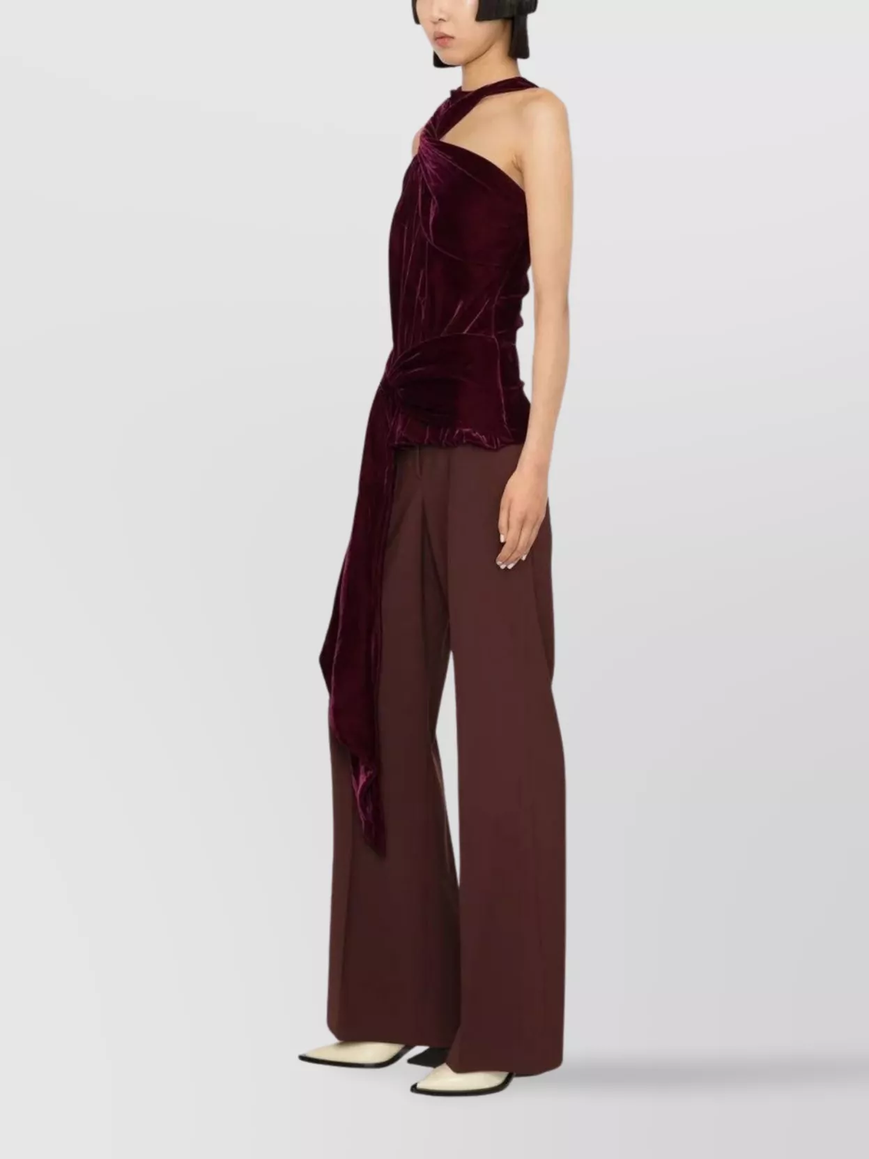 Stella Mccartney Halterneck Velvet Top Draped Detailing