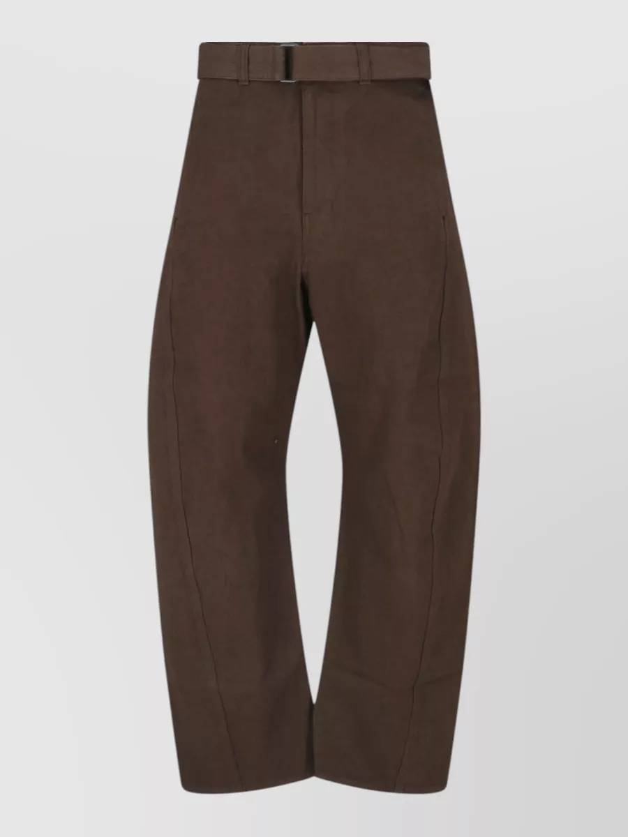 Lemaire cotton twill belted straight-leg pants
