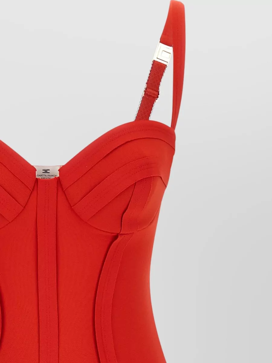 Elisabetta Franchi Corset Dress Sweetheart Neckline Midi Length