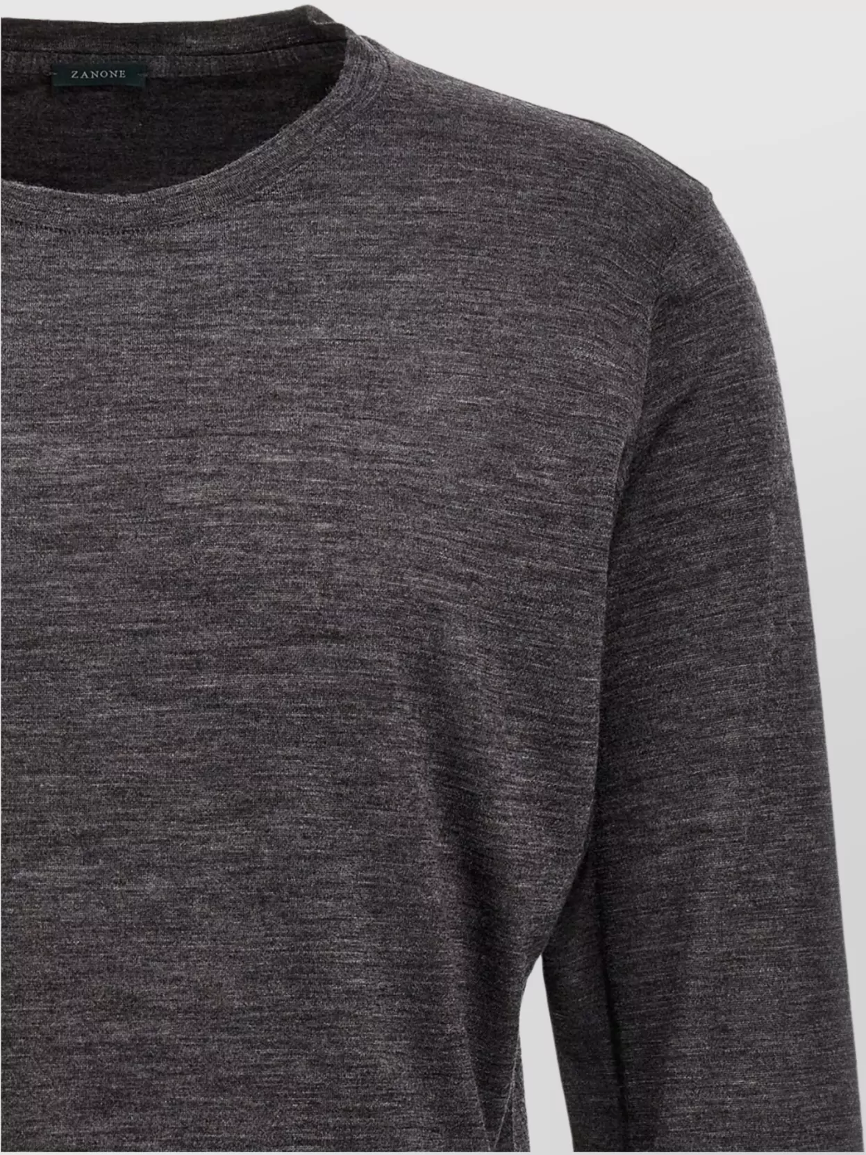 Zanone Heathered Grey Crewneck Wool Sweater With Classic Fit In Black