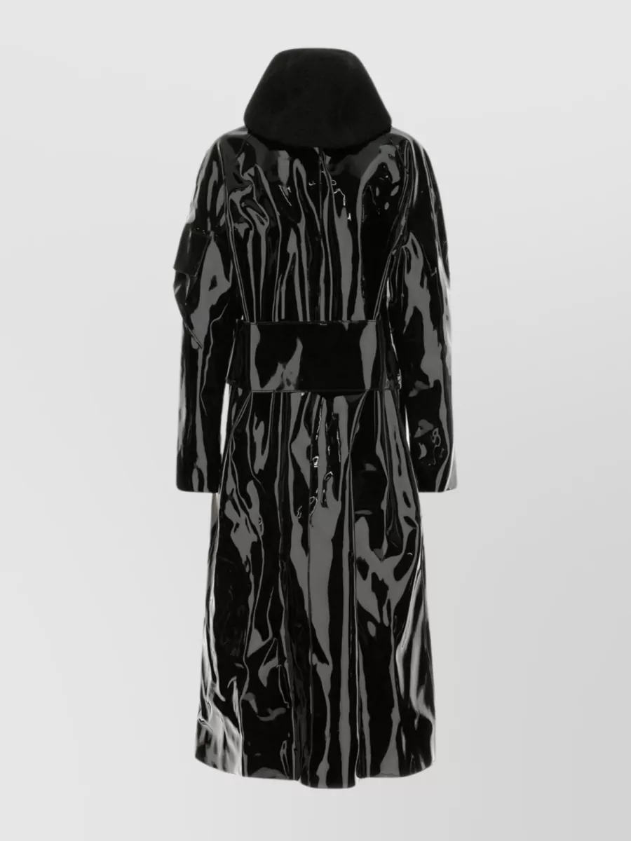 Shop Alyx Hooded Waterproof Mid-length Belted Raincoat In Black