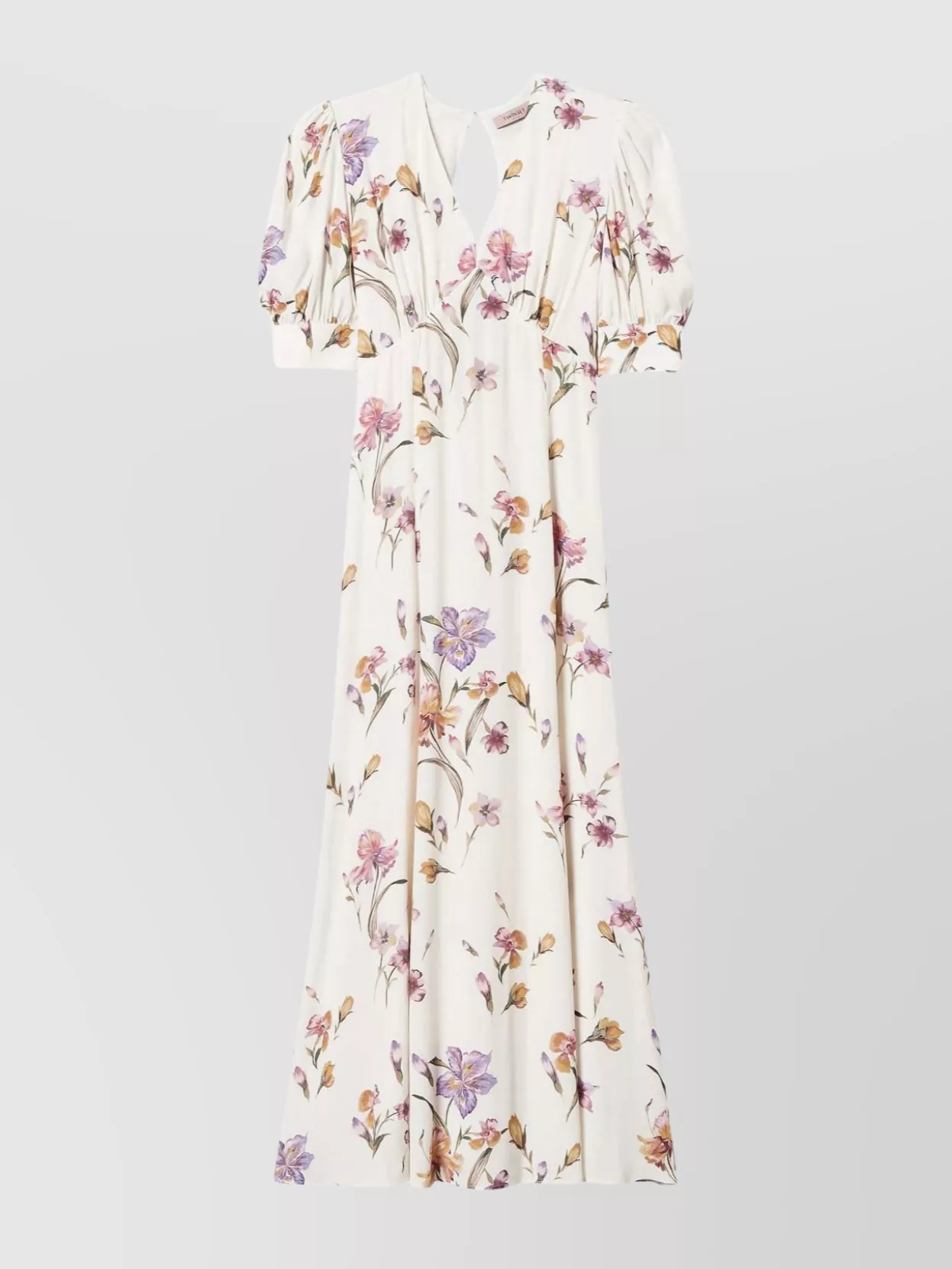 Twinset Floral Maxi Dress Open Back In White