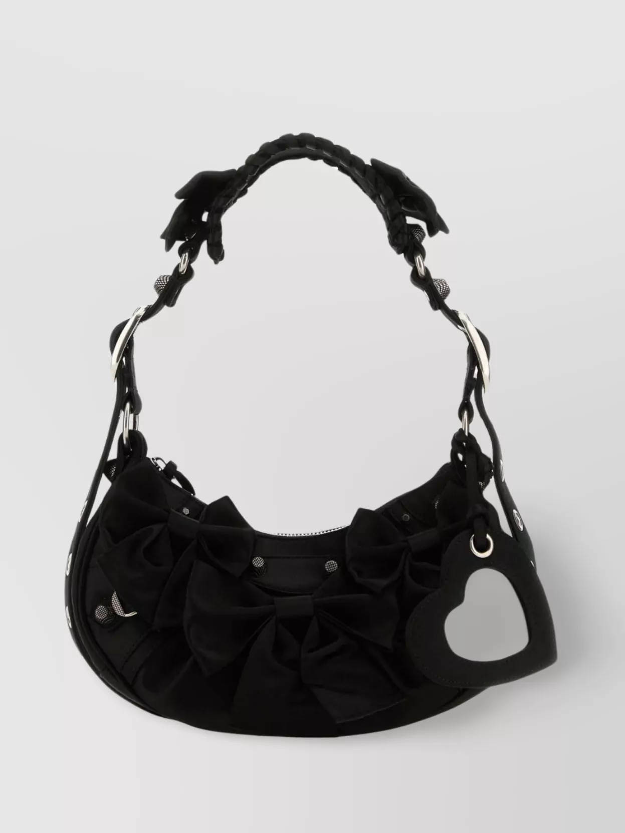 Shop Balenciaga Satin Xs Shoulder Bag With Braided Handle And Bow Embellishment
