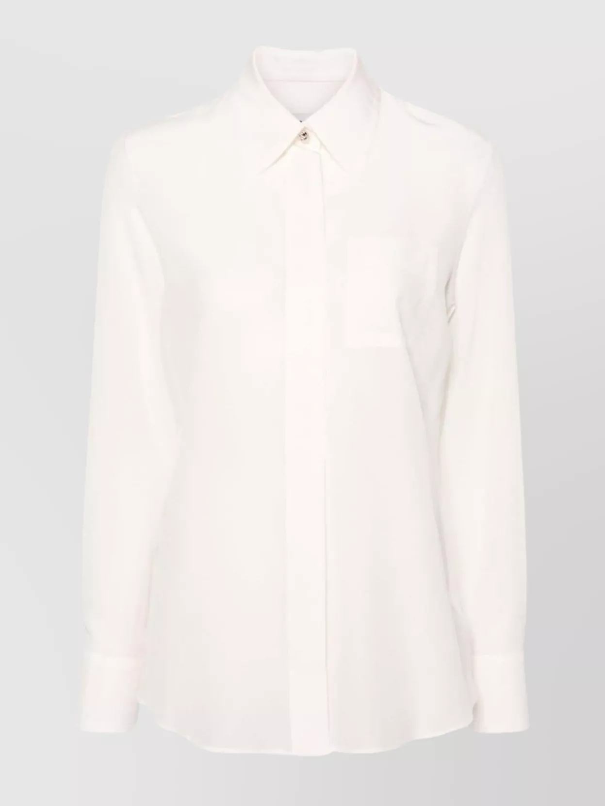 Shop Lanvin Silk Crepe De Chine Top With Curved Hem And Pointed Collar