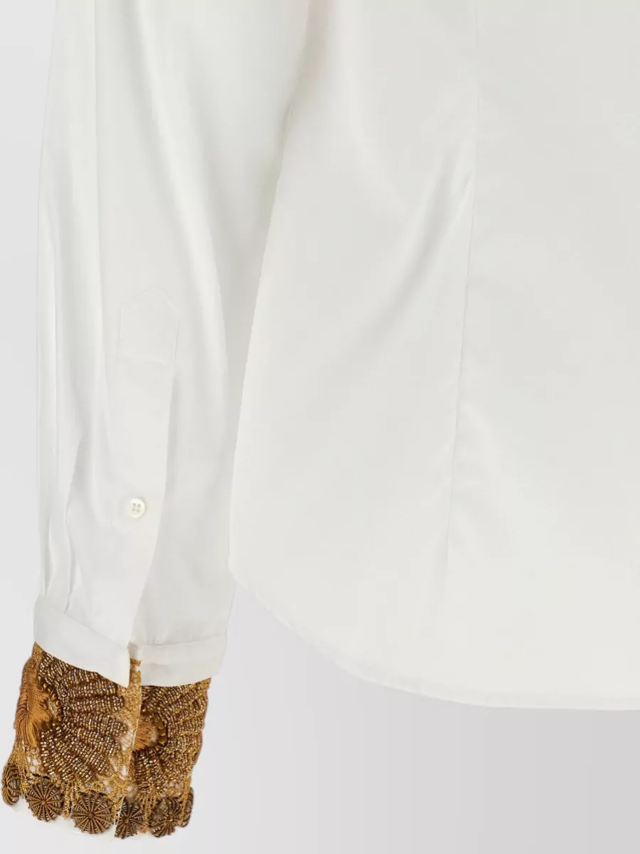 Dries Van Noten Embellished Cuff Cotton Shirt