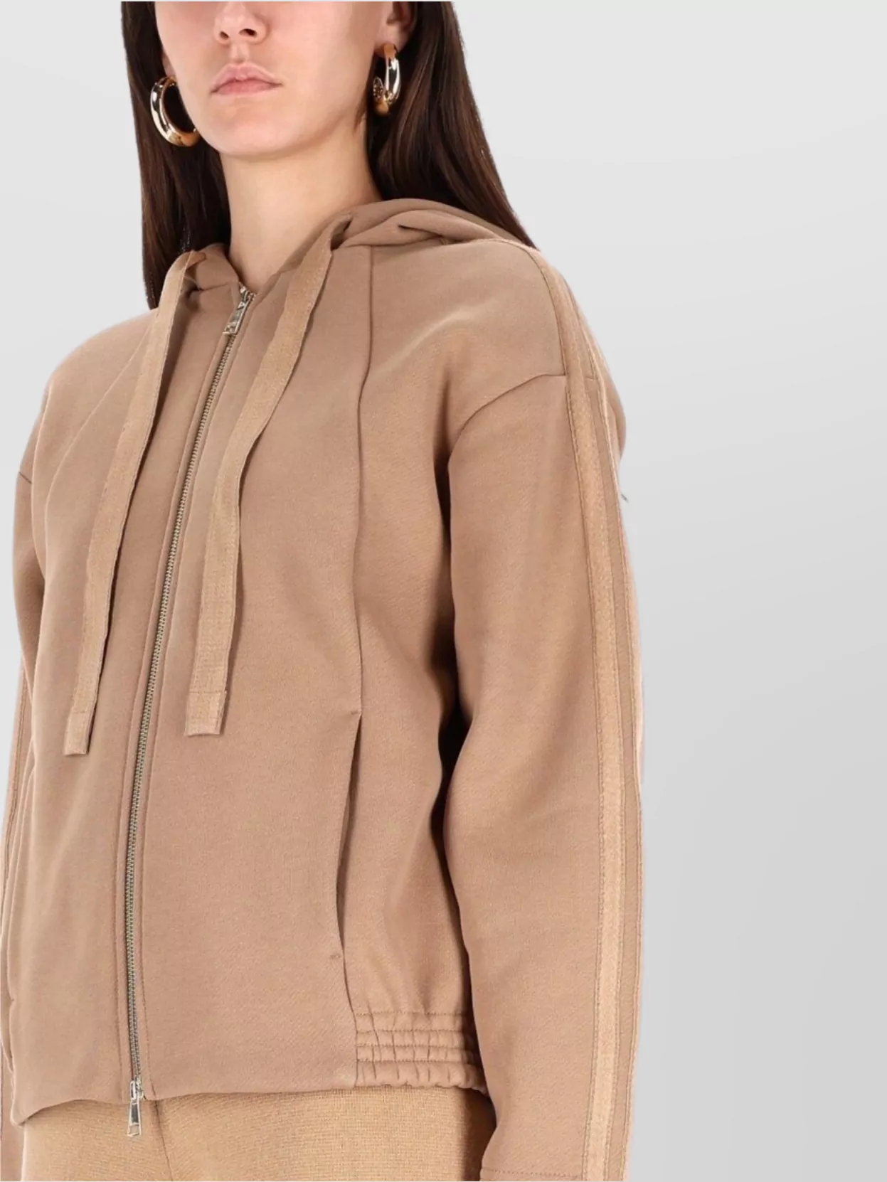 Max Mara Hooded Sweatshirt With Long Sleeves And Elastic Hem