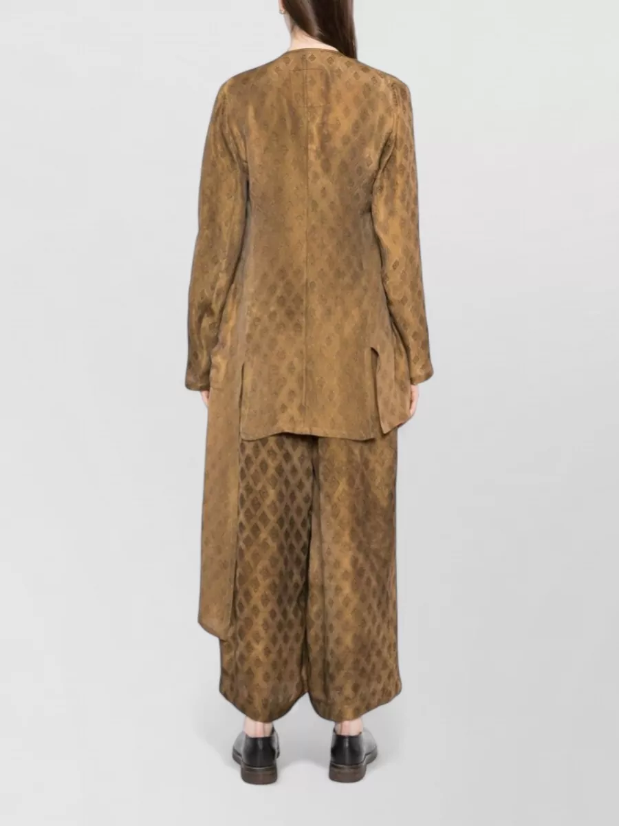 Uma Wang Geometric-Print Wrap Fitted Jacket