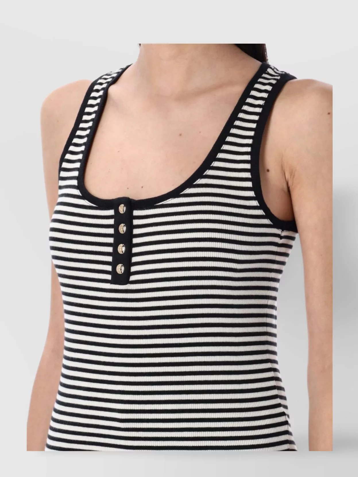 ANINE BING SCOOP NECK STRIPED TANK TOP